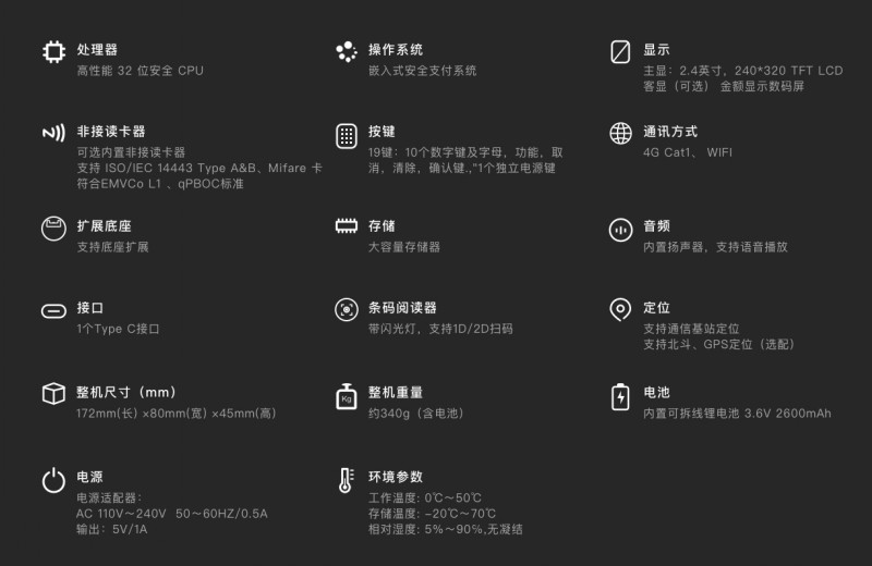 移動式刷卡掃碼支付終端，移動式食堂售飯機(jī)，美食城收款機(jī)